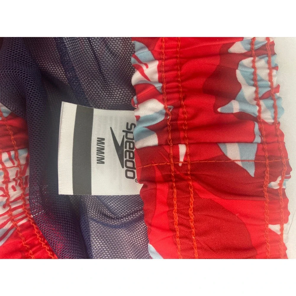 Speedo Swim Trunks Men's‎ Medium Red Tropical Floral Board Shorts